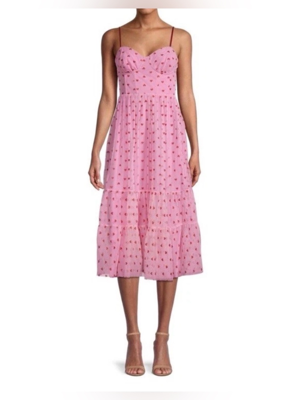 Betsey Johnson Heart Midi Tulle Tiered Classically Sweetheart Dress size 10 NEW